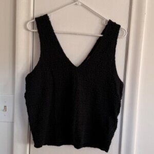 Womens Black Tank Top Shirt Textured V Neck A New Day Size XXL